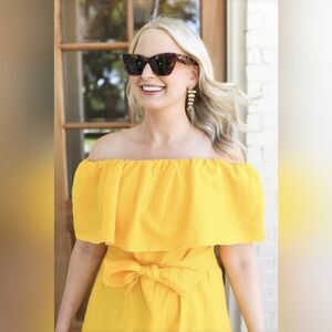 Trina Turk Restful Off-the-Shoulder Linen Dress Sz S